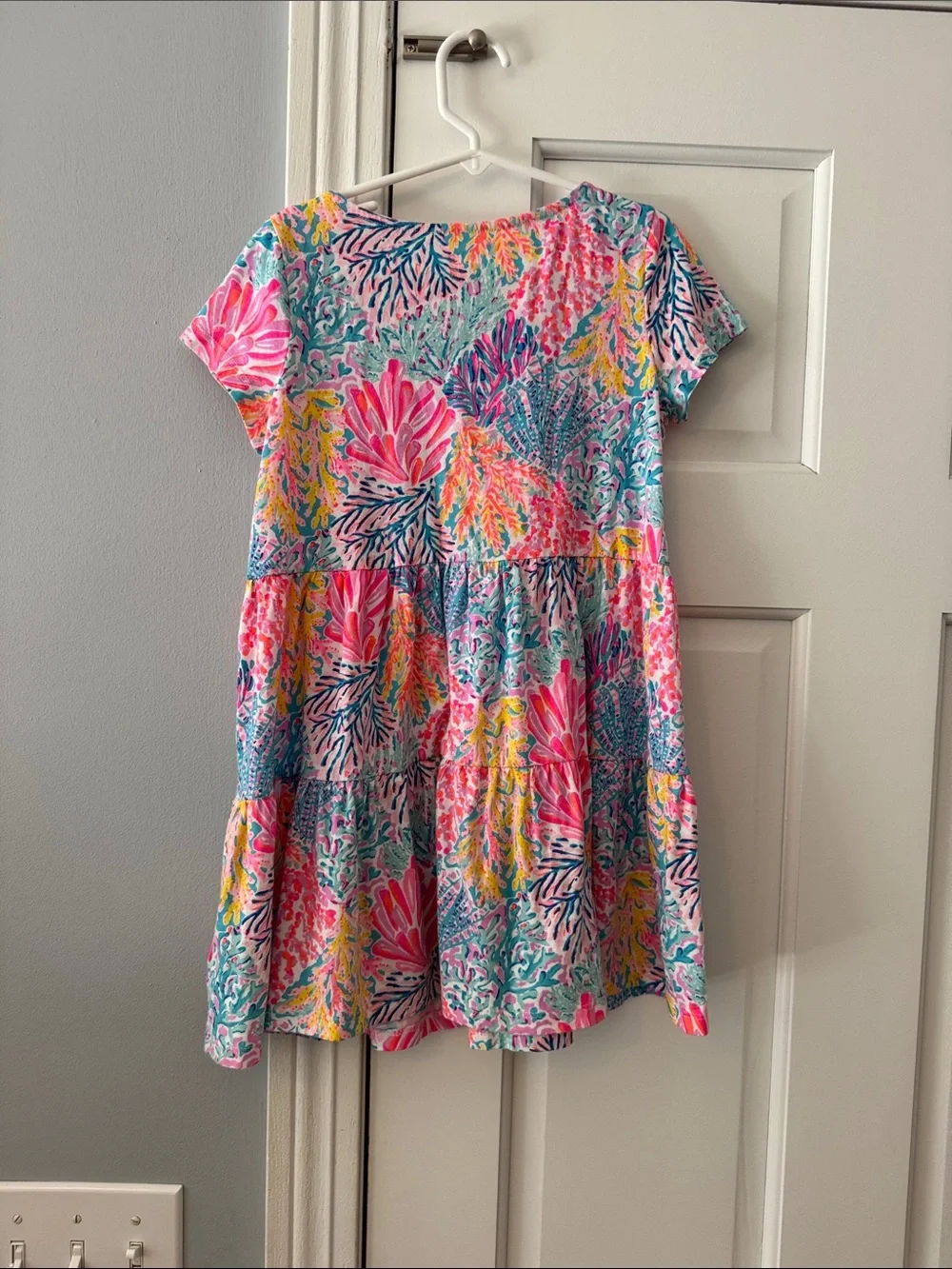 Lilly Pulitzer Bright Pink & Blue Floral Tiered Dress